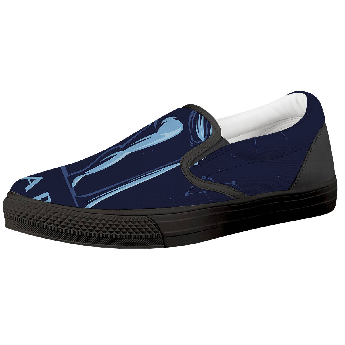 Constellation Aquarius Print Black Slip On Shoes-grizzshop
