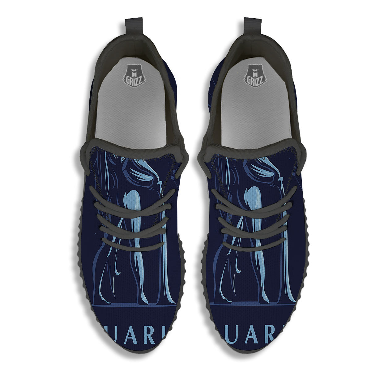 Constellation Aquarius Print Black Walking Shoes-grizzshop