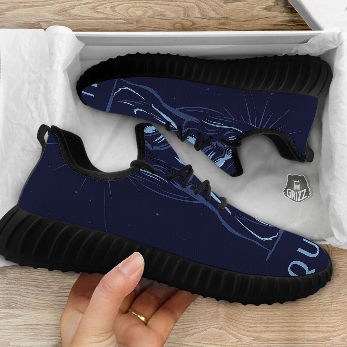 Constellation Aquarius Print Black Walking Shoes-grizzshop