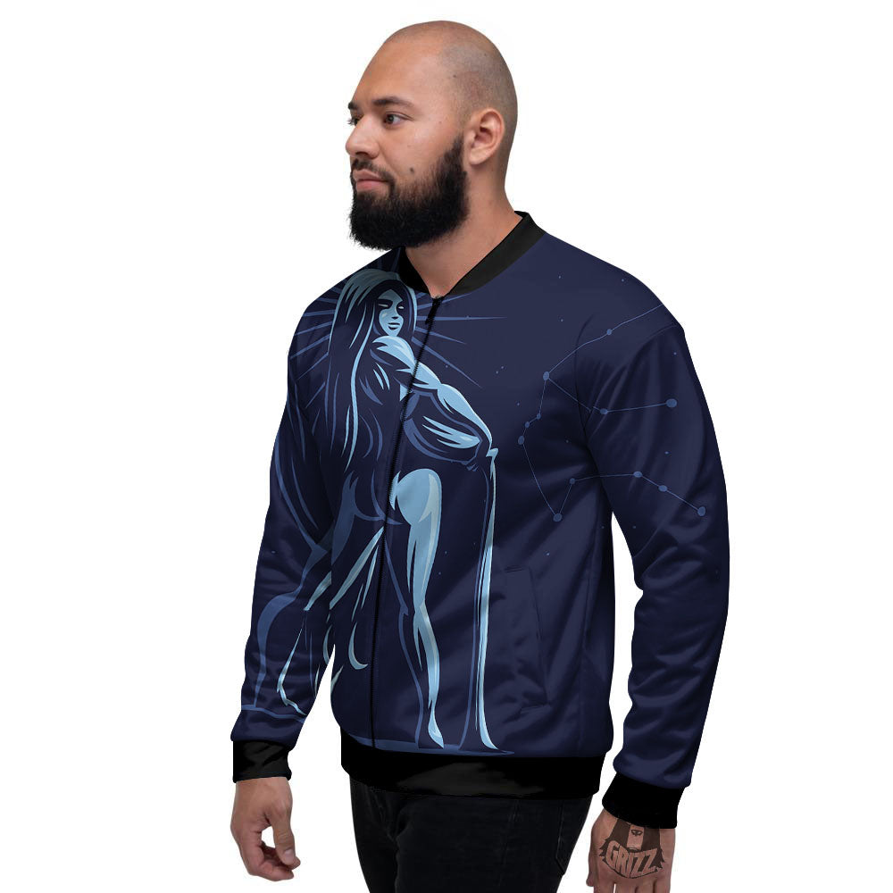 Constellation Aquarius Print Men's Bomber Jacket-grizzshop