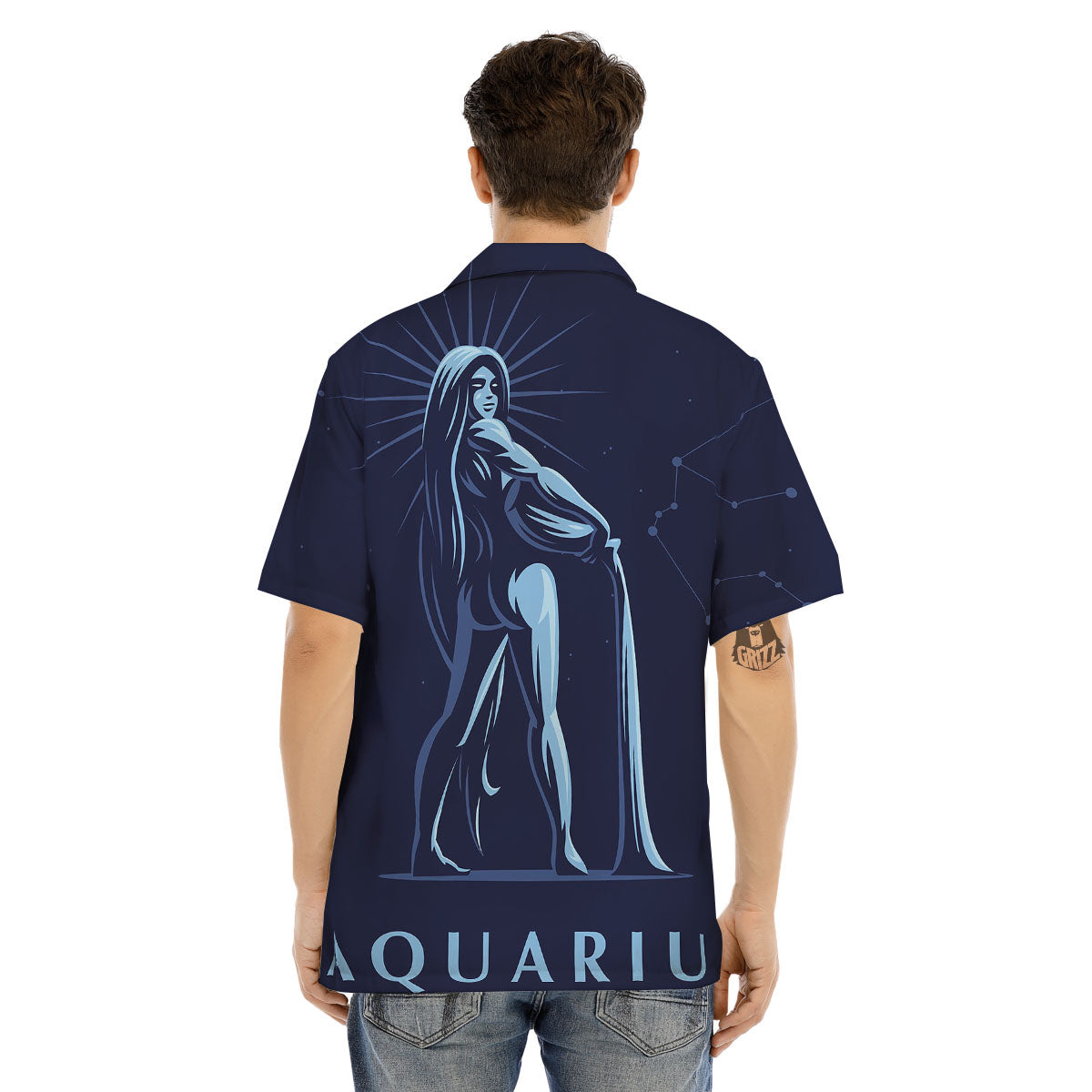 Constellation Aquarius Print Men's Hawaiian Shirt-grizzshop