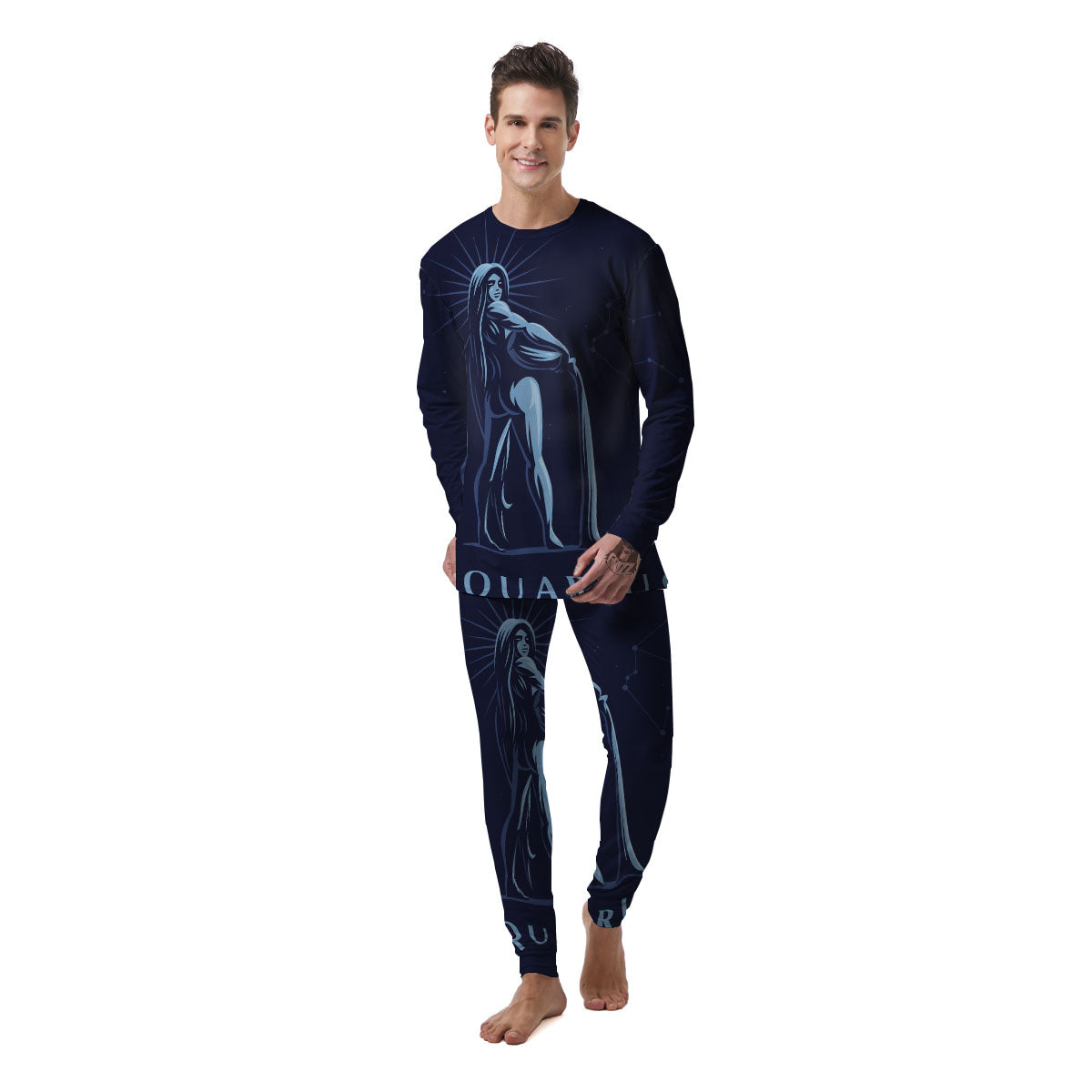 Constellation Aquarius Print Men's Pajamas-grizzshop