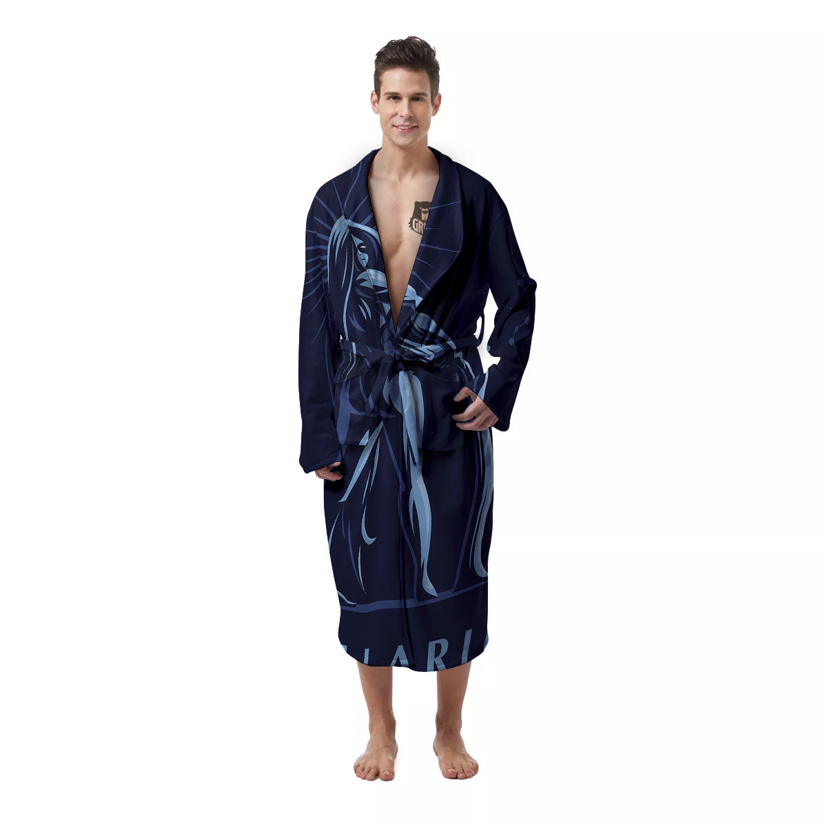 Constellation Aquarius Print Men's Robe-grizzshop