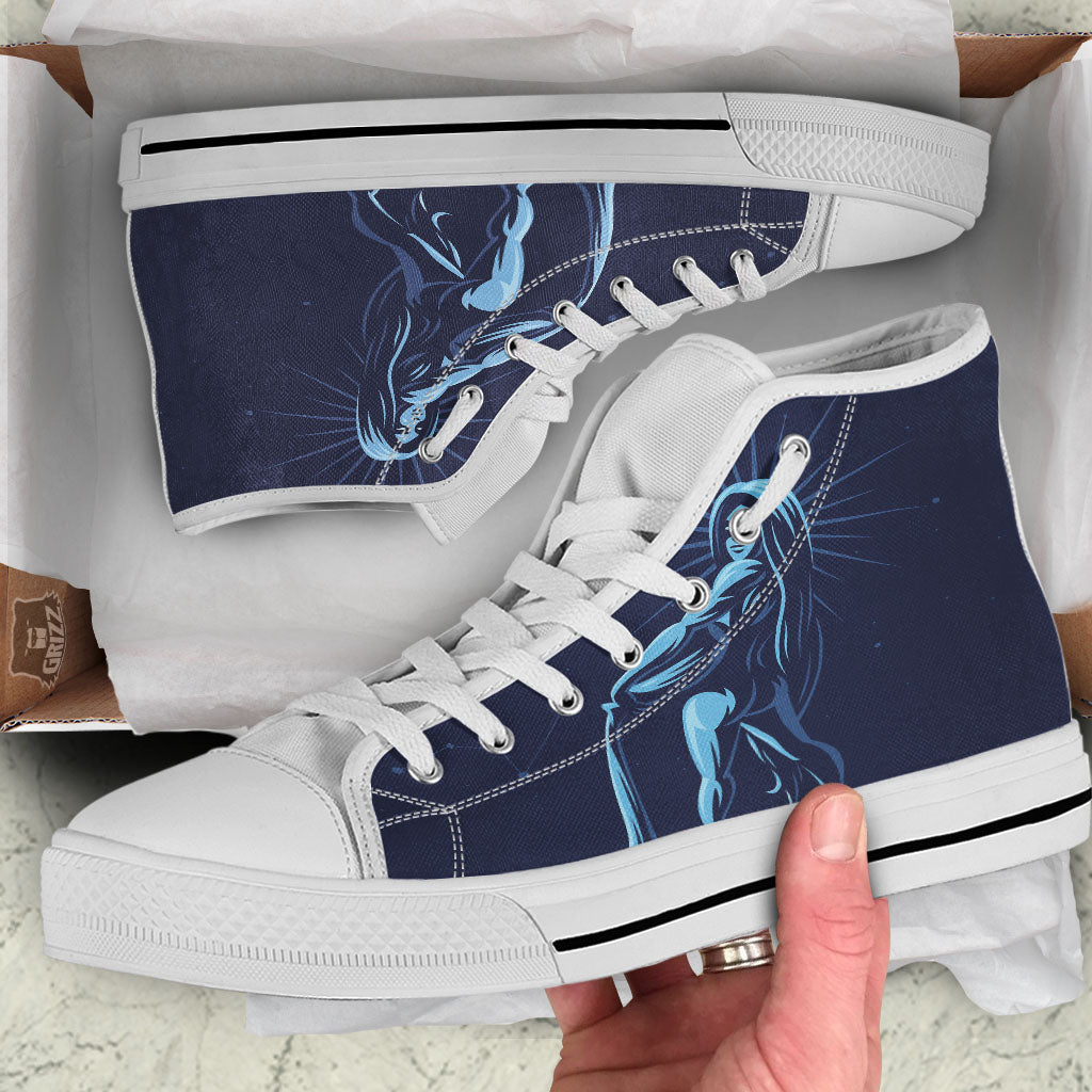 Constellation Aquarius Print White High Top Shoes-grizzshop