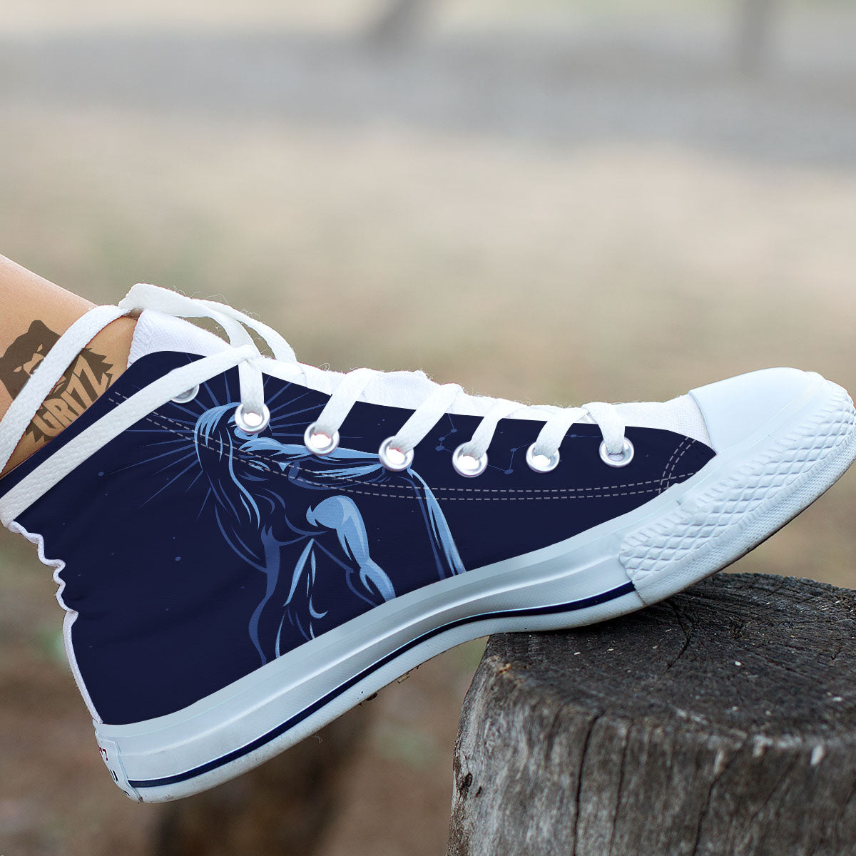 Constellation Aquarius Print White High Top Shoes-grizzshop