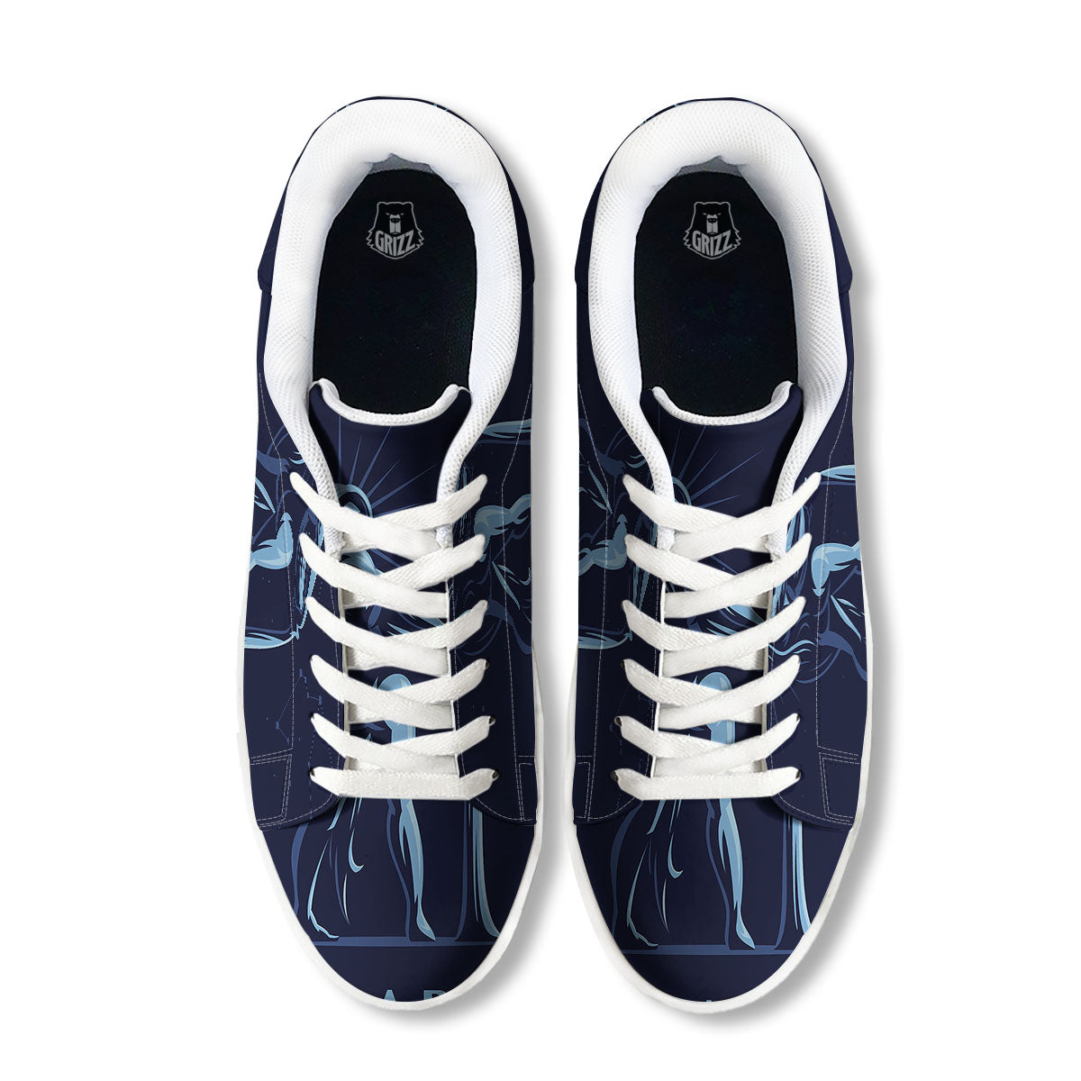Constellation Aquarius Print White Low Top Sneakers-grizzshop