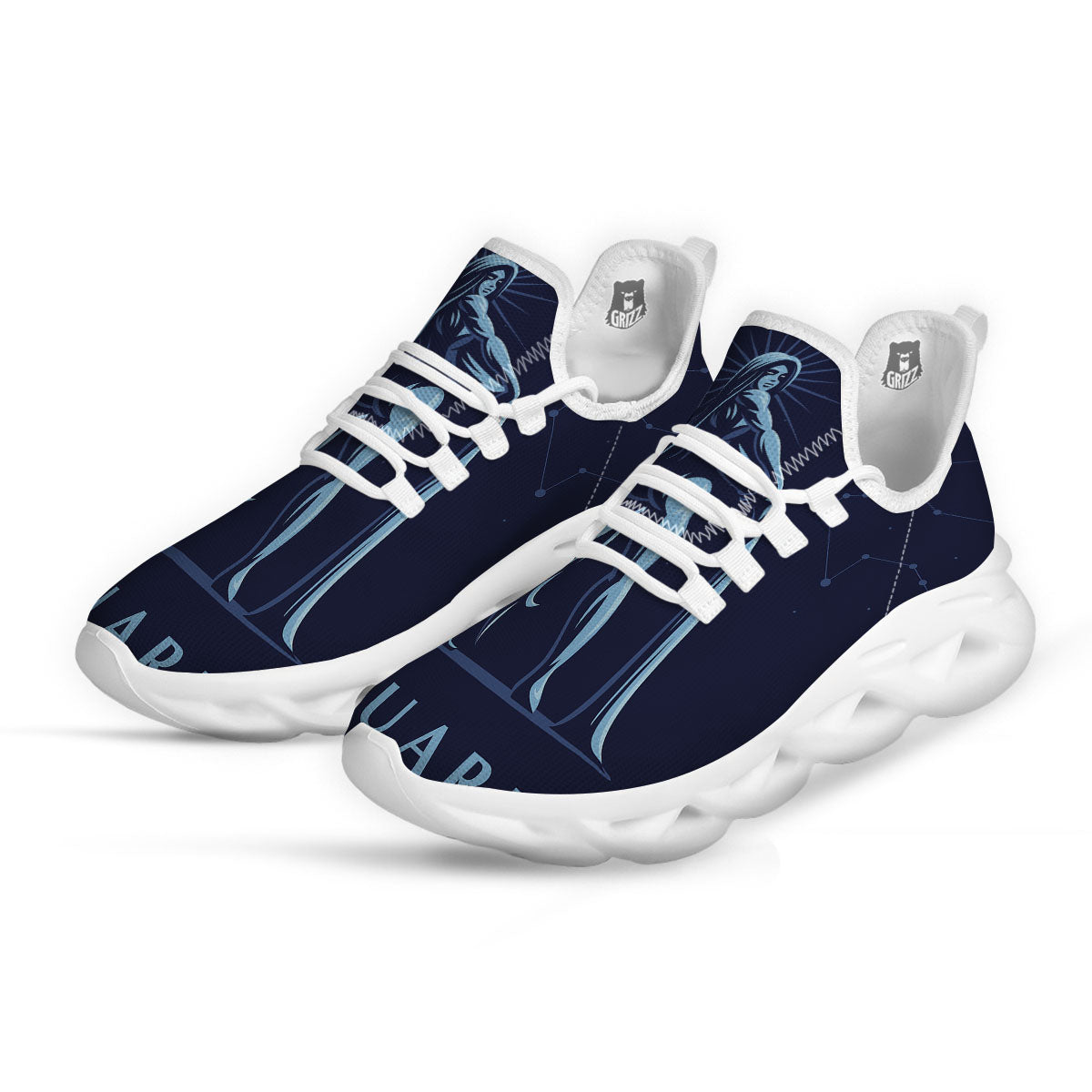 Constellation Aquarius Print White Running Shoes-grizzshop