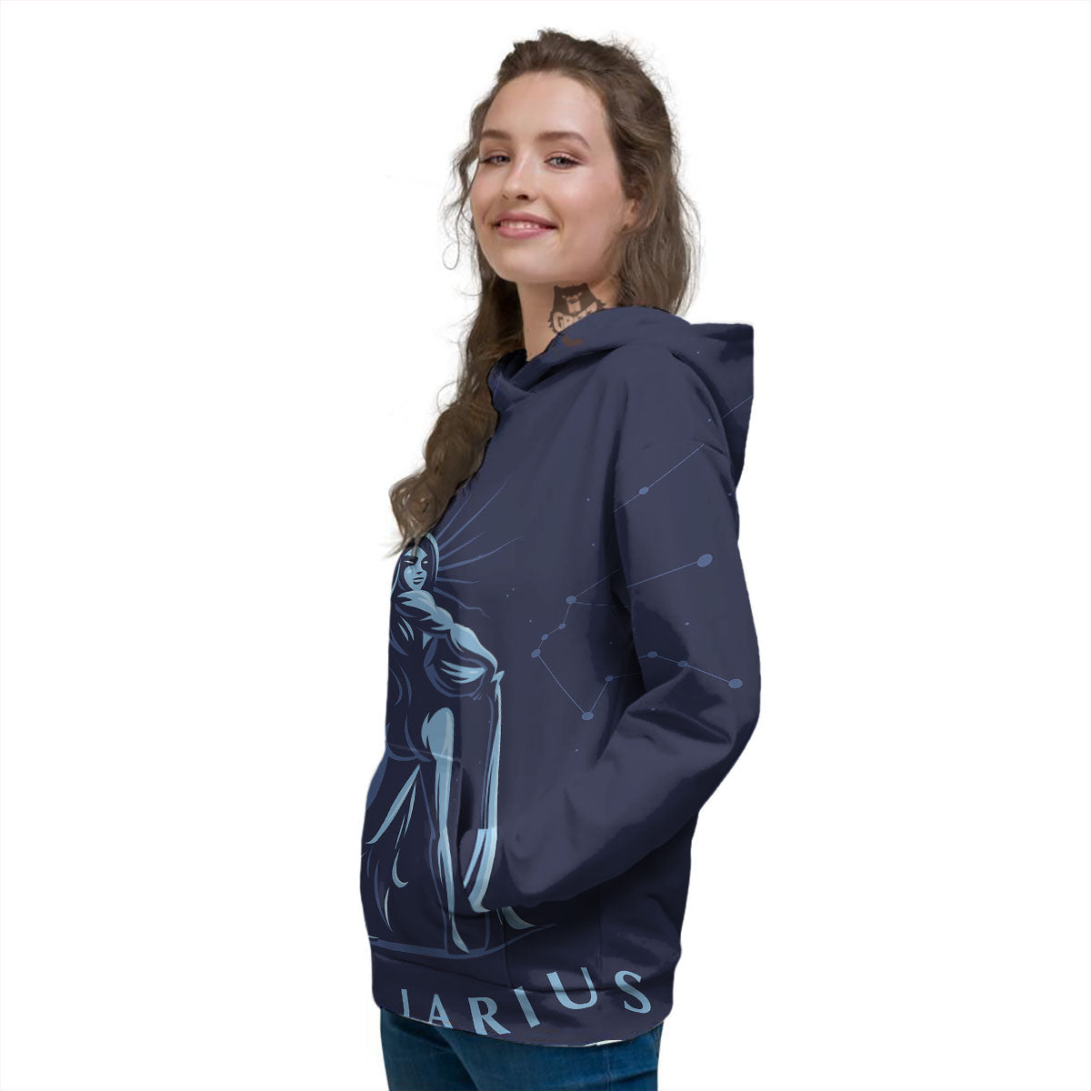Constellation Aquarius Print Women's Hoodie-grizzshop