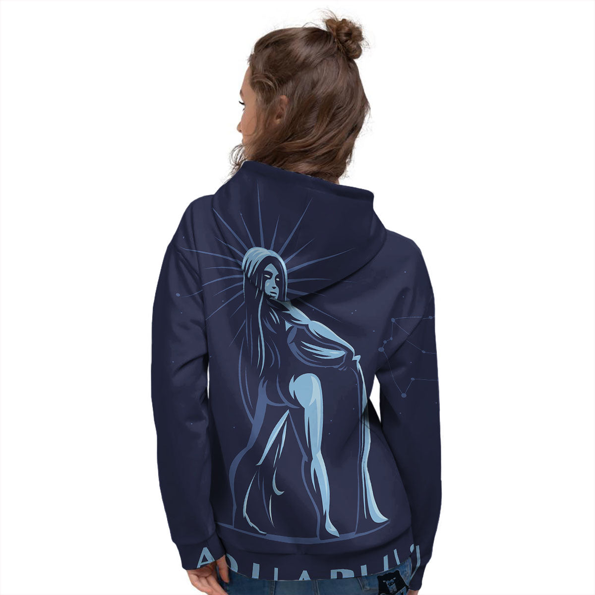 Constellation Aquarius Print Women's Hoodie-grizzshop