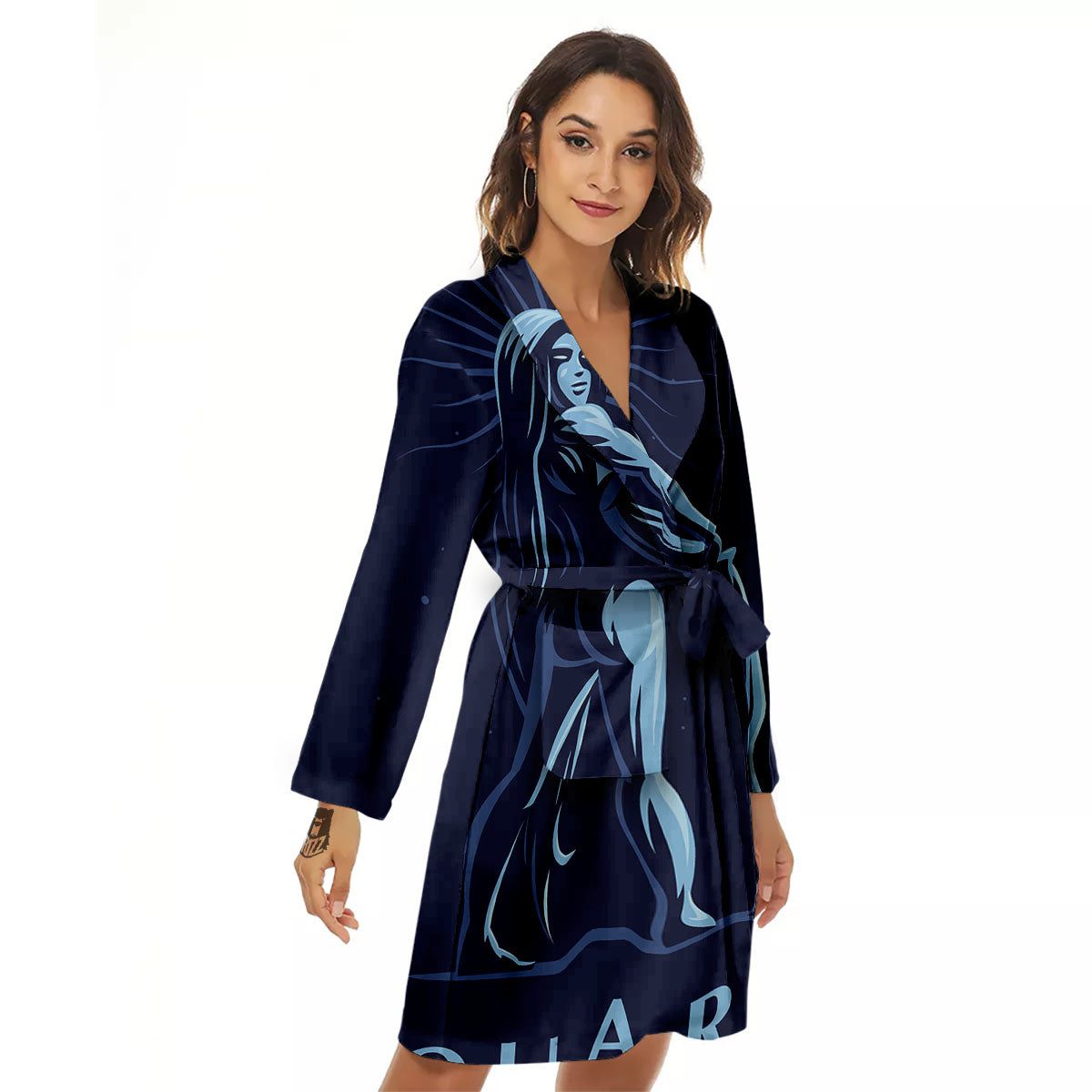 Constellation Aquarius Print Women's Robe-grizzshop