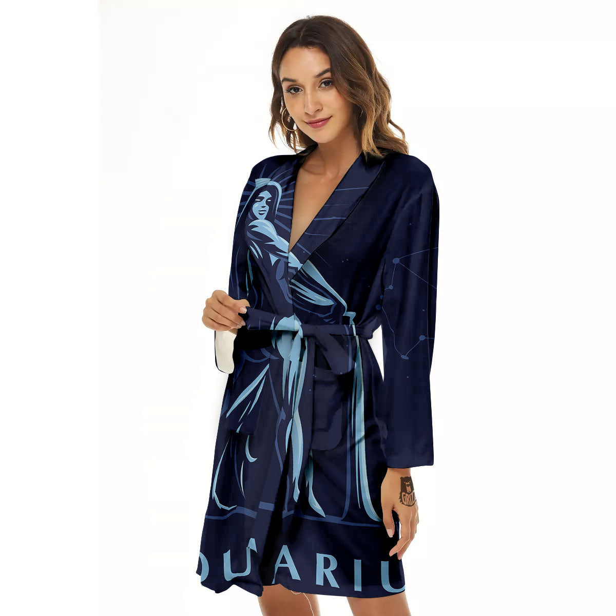 Constellation Aquarius Print Women's Robe-grizzshop