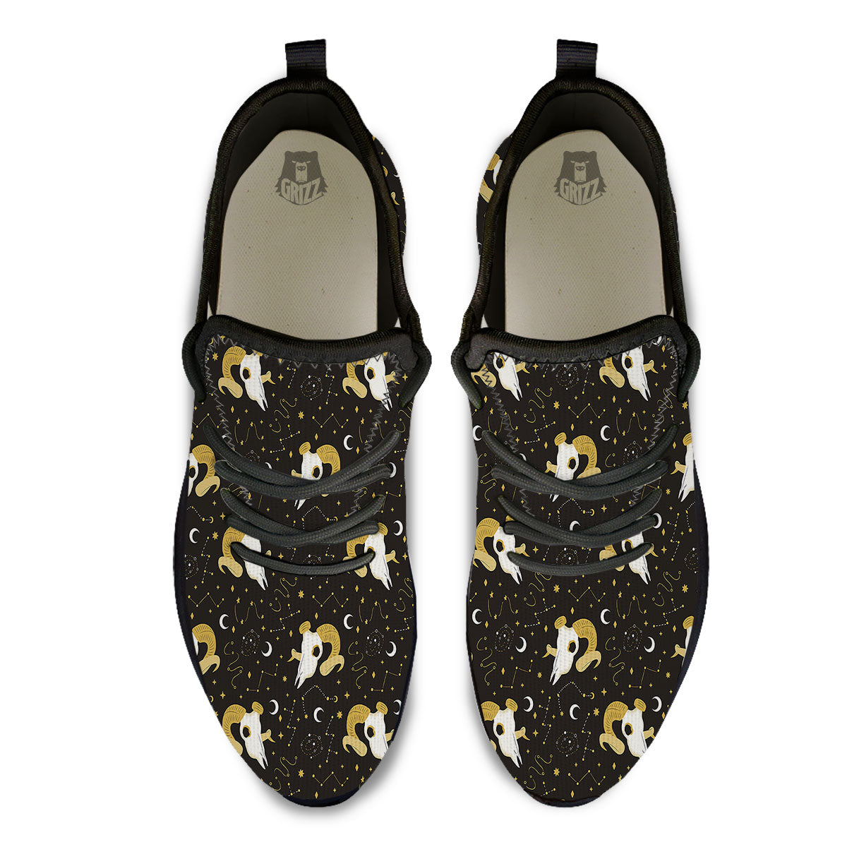 Constellation Aries Print Black Athletic Shoes-grizzshop