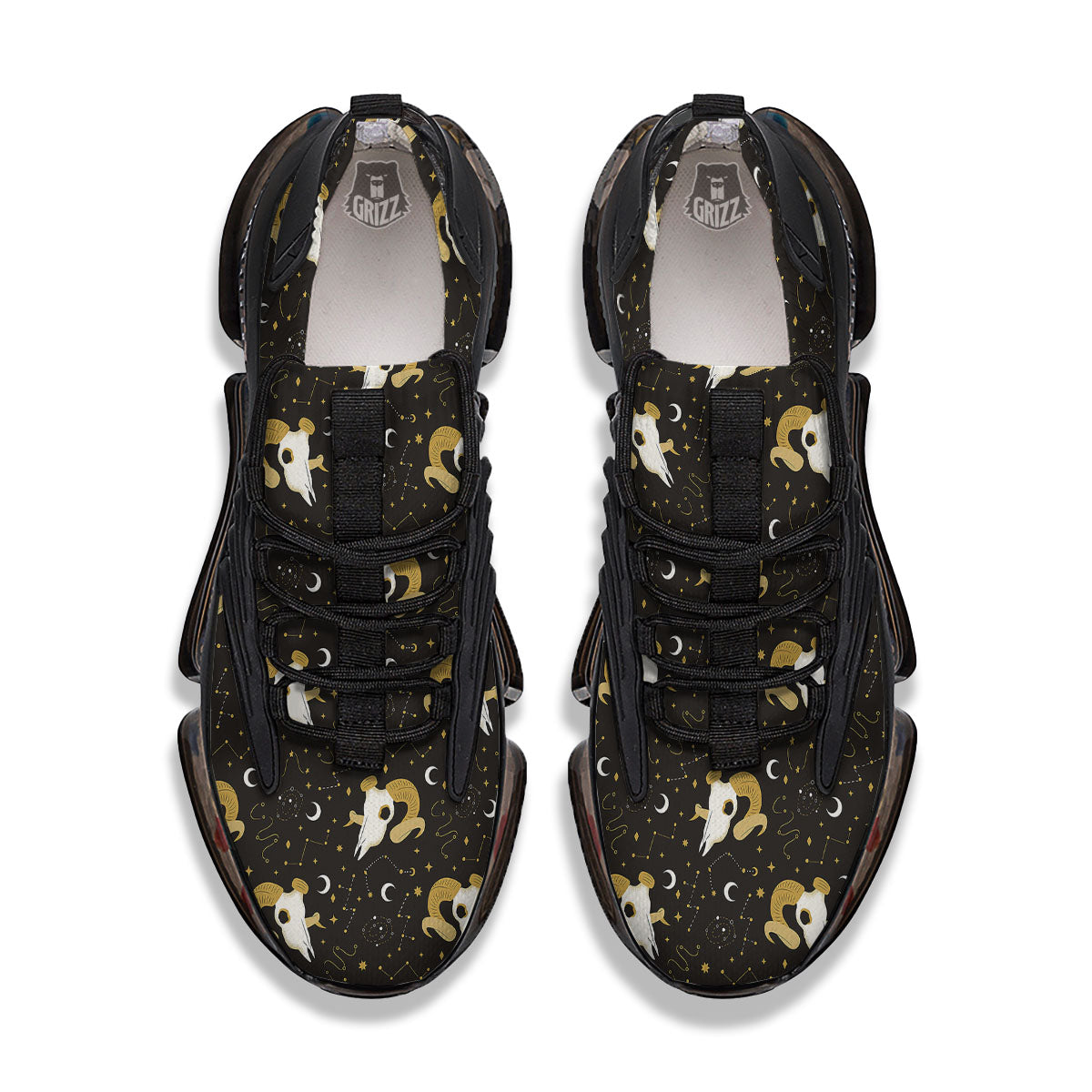 Constellation Aries Print Black Gym Shoes-grizzshop