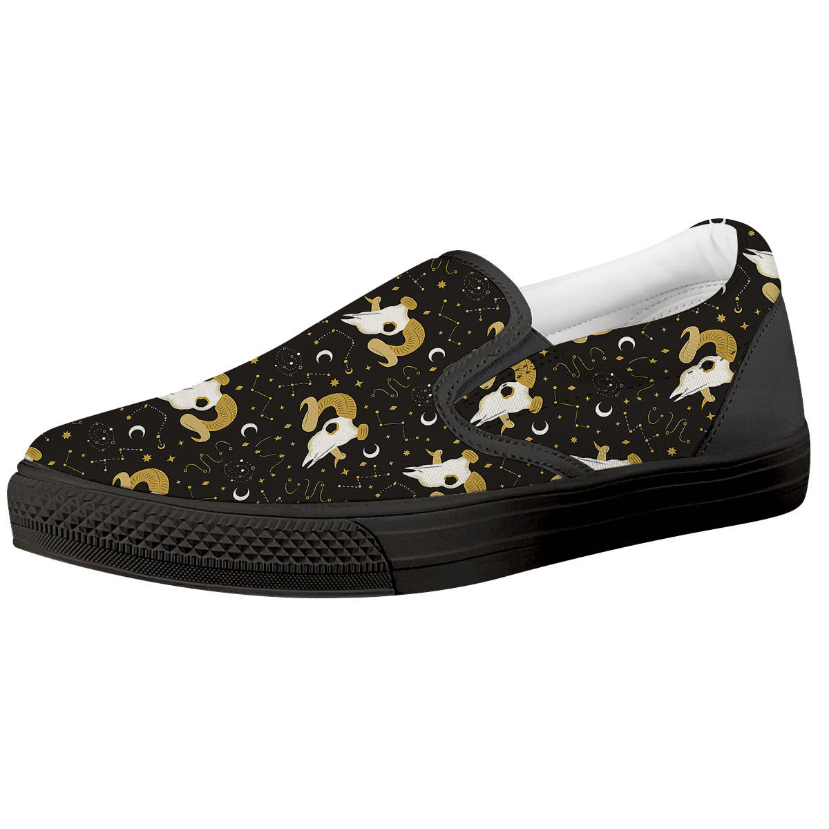 Constellation Aries Print Black Slip On Shoes-grizzshop
