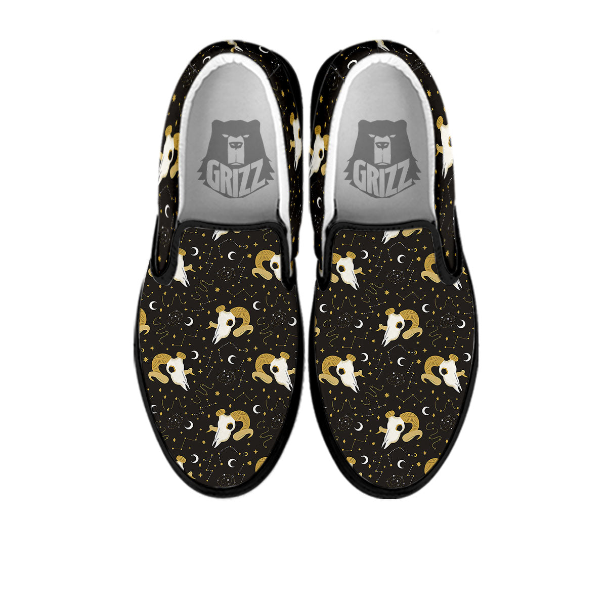 Constellation Aries Print Black Slip On Shoes-grizzshop