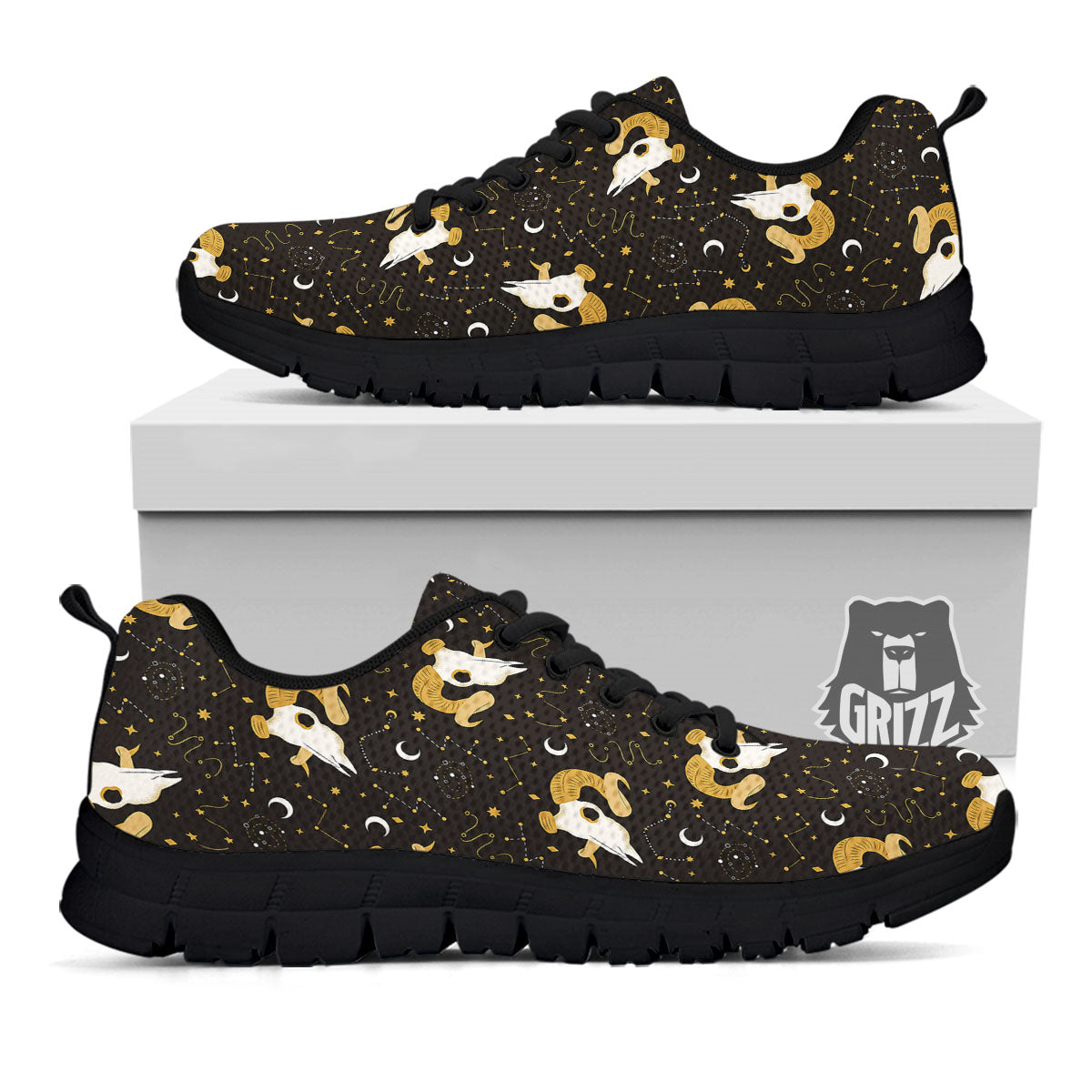 Constellation Aries Print Black Sneaker-grizzshop