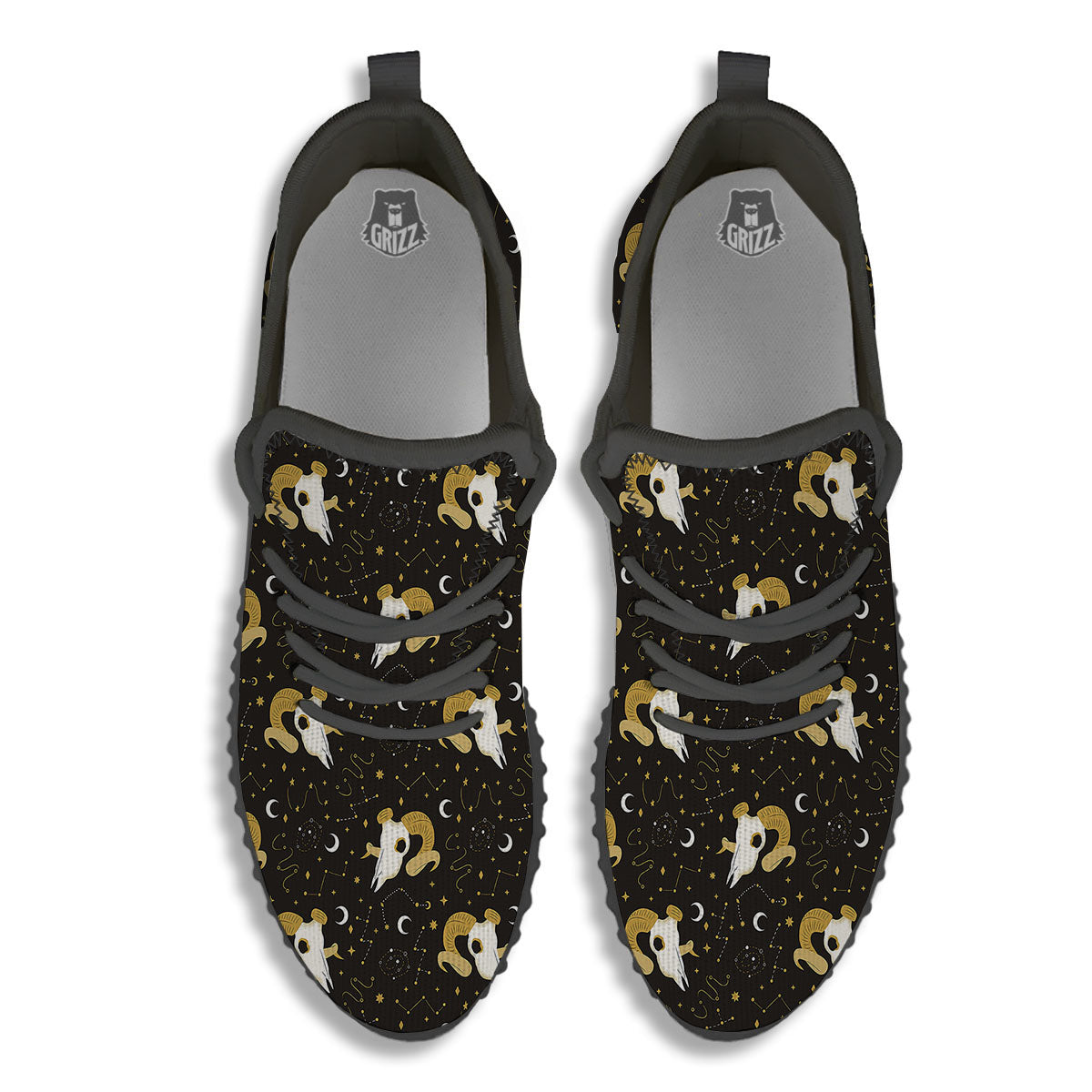 Constellation Aries Print Black Walking Shoes-grizzshop