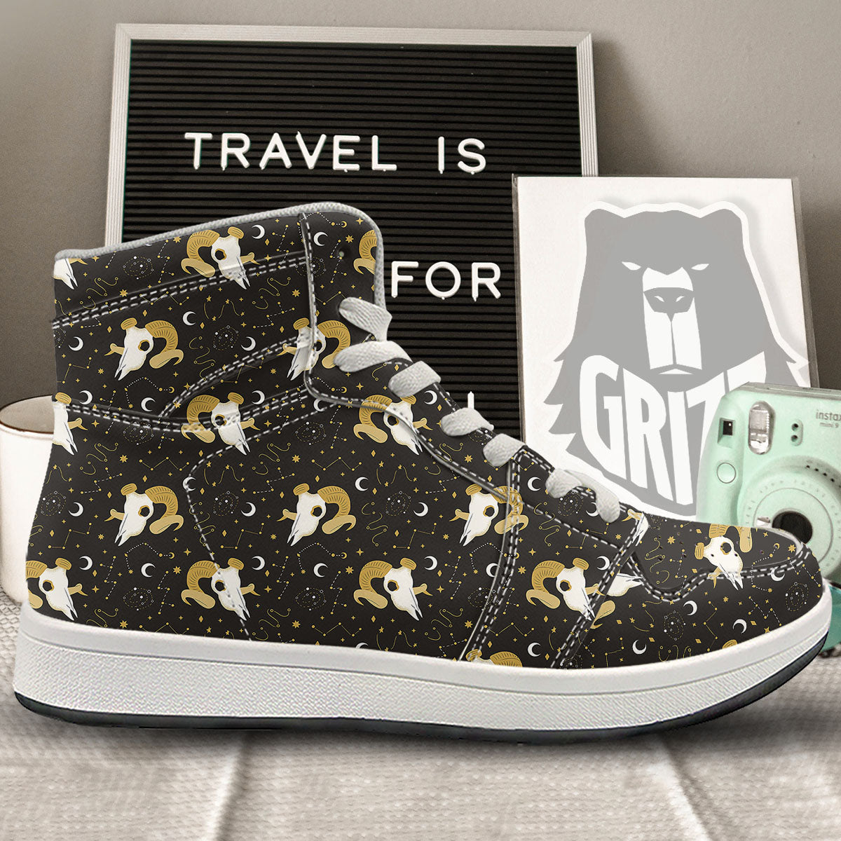 Constellation Aries Print High Top Sneakers-grizzshop