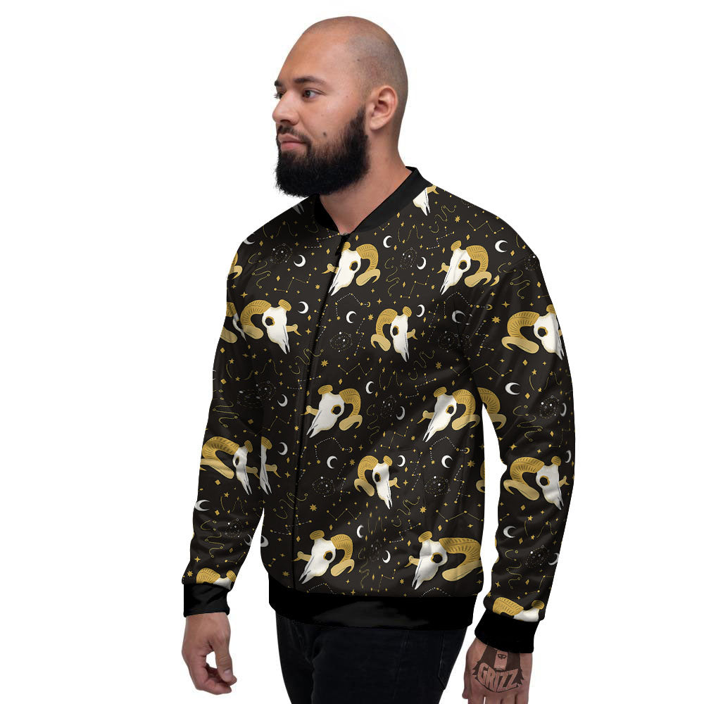 Constellation Aries Print Men's Bomber Jacket-grizzshop