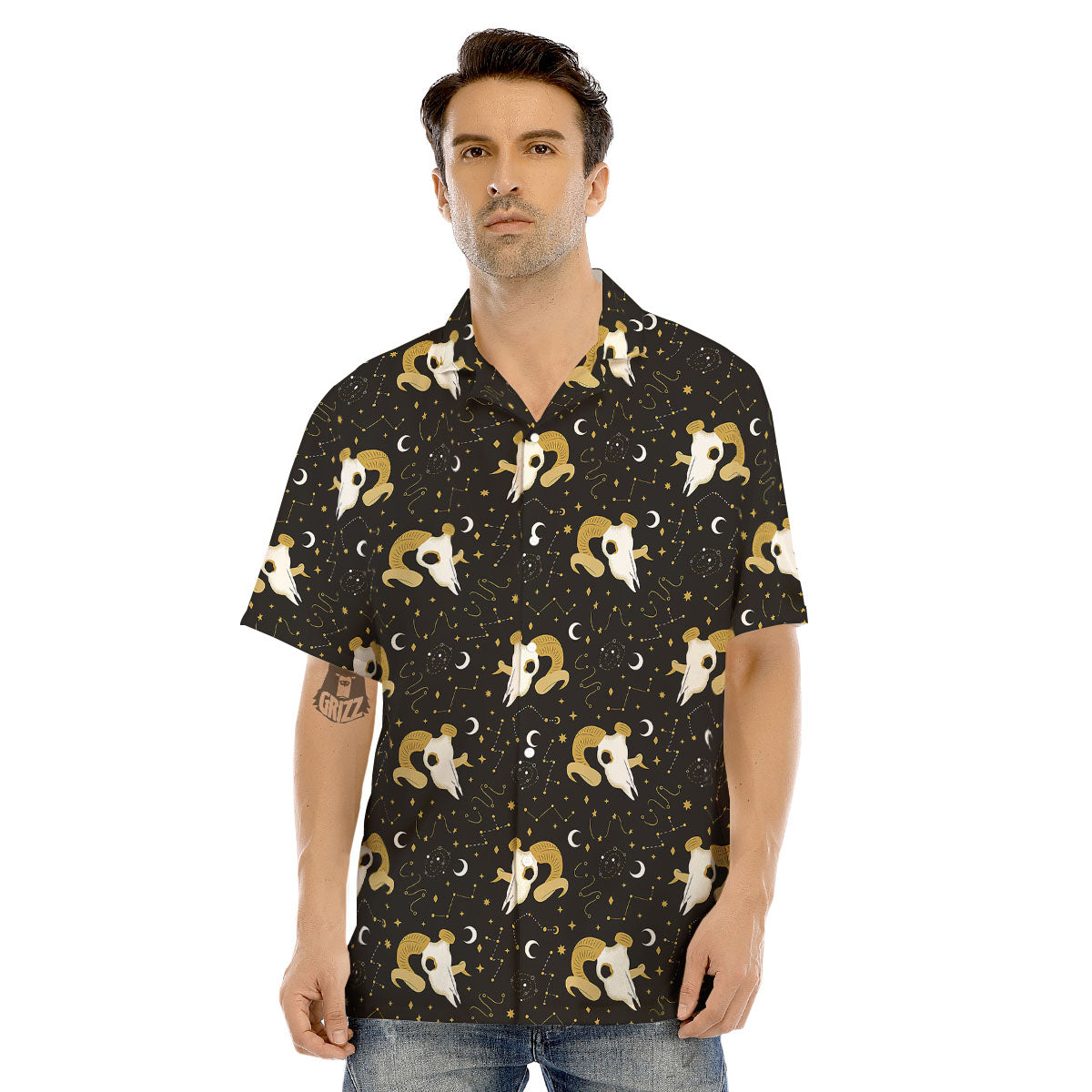 Constellation Aries Print Men's Hawaiian Shirt-grizzshop
