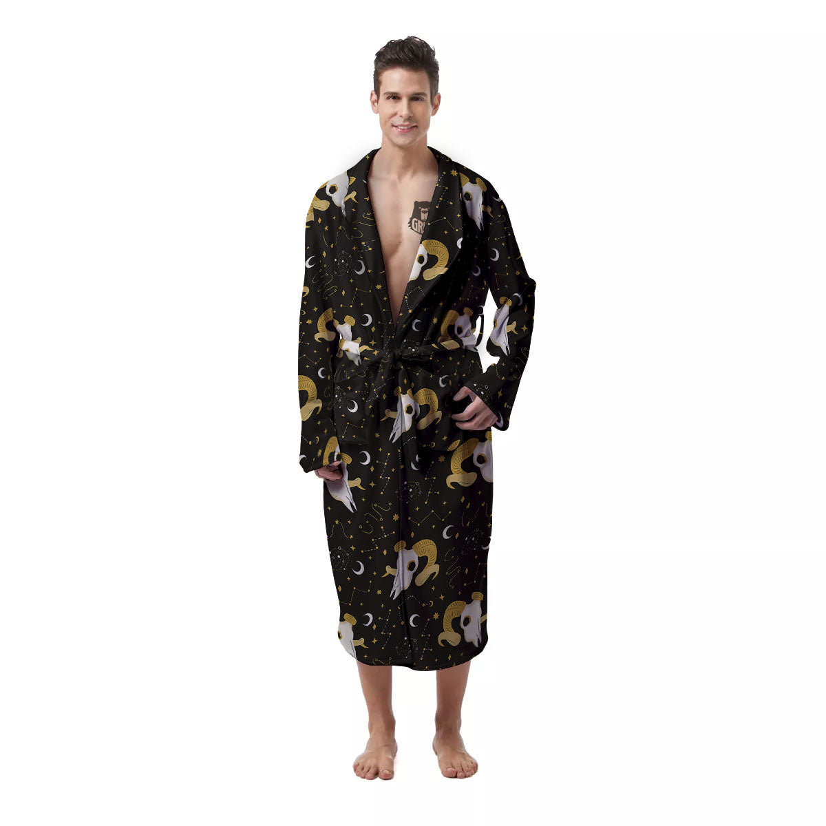 Constellation Aries Print Men's Robe-grizzshop