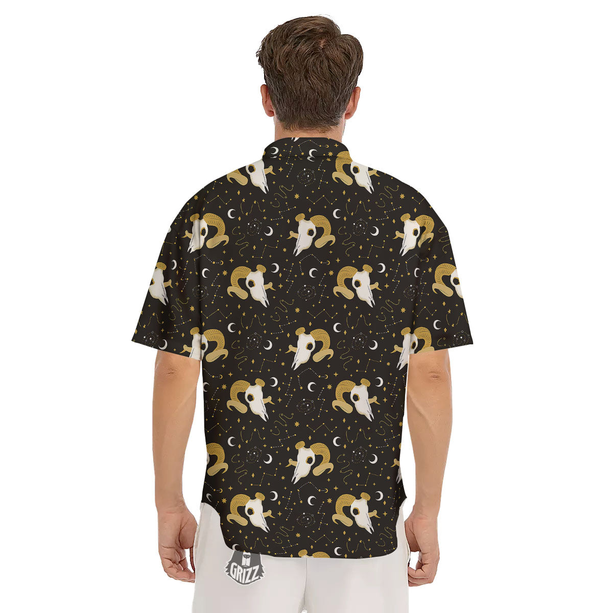 Constellation Aries Print Men's Short Sleeve Shirts-grizzshop