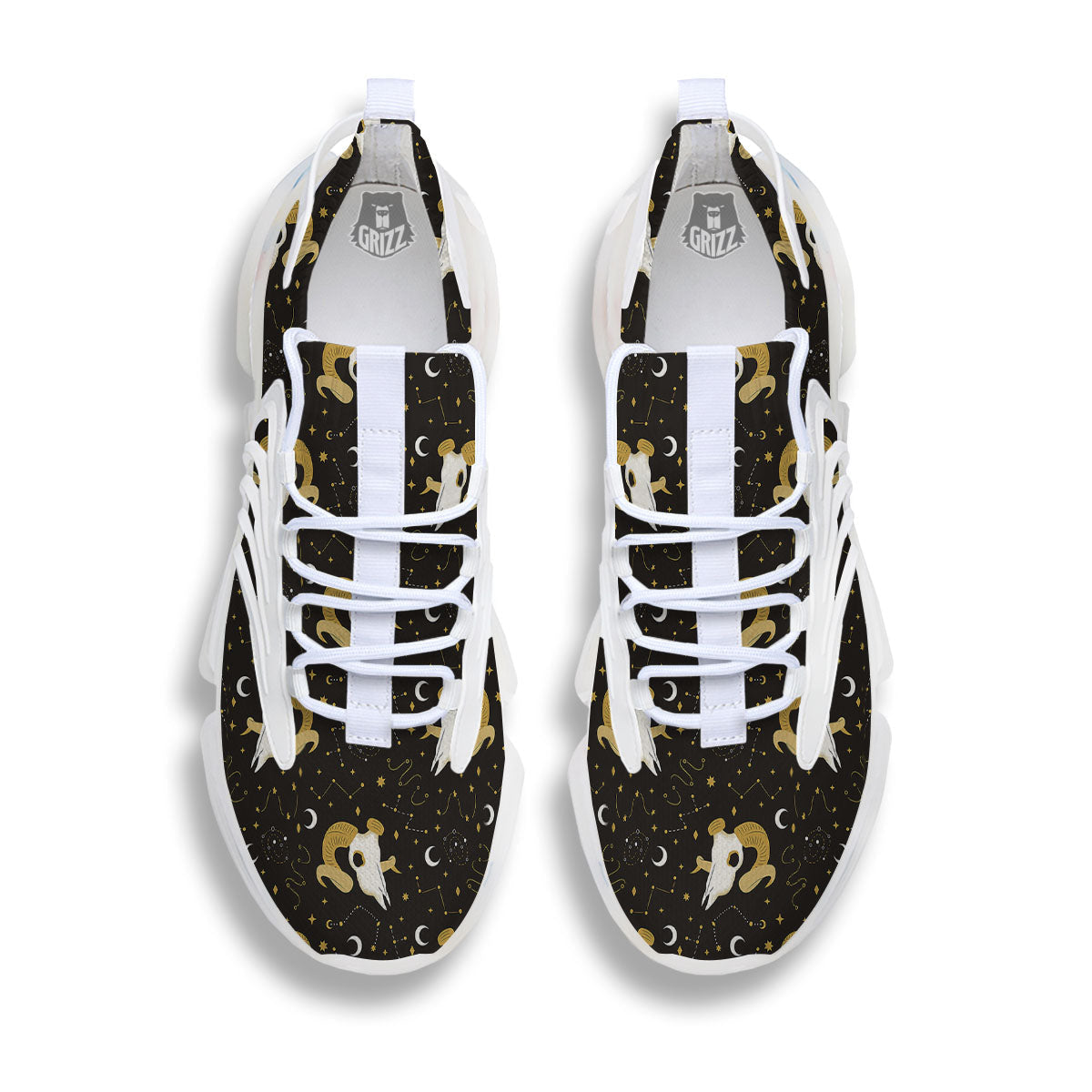 Constellation Aries Print White Gym Shoes-grizzshop