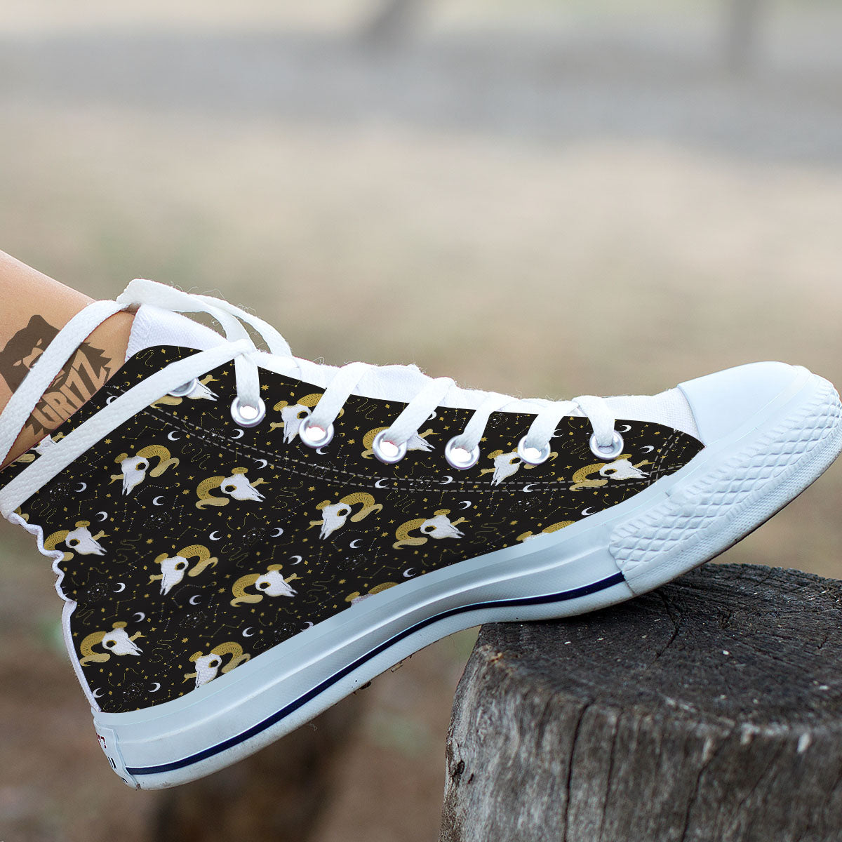 Constellation Aries Print White High Top Shoes-grizzshop