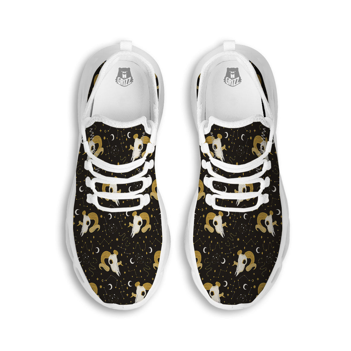 Constellation Aries Print White Running Shoes-grizzshop