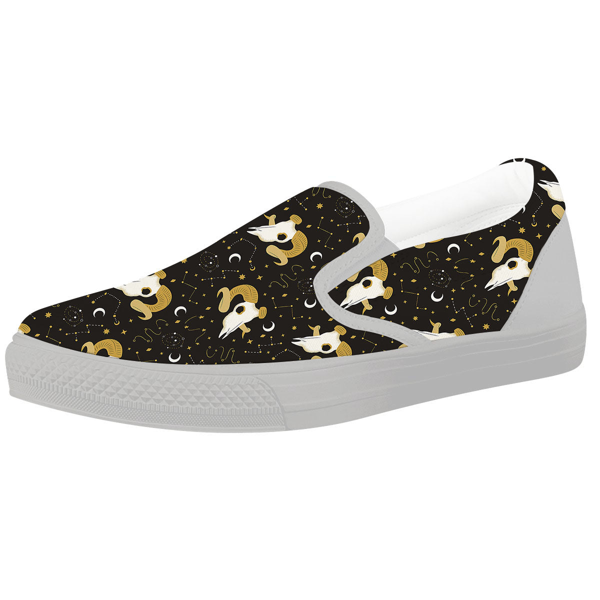 Constellation Aries Print White Slip On Shoes-grizzshop