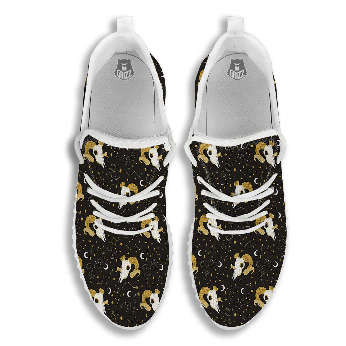 Constellation Aries Print White Walking Shoes-grizzshop