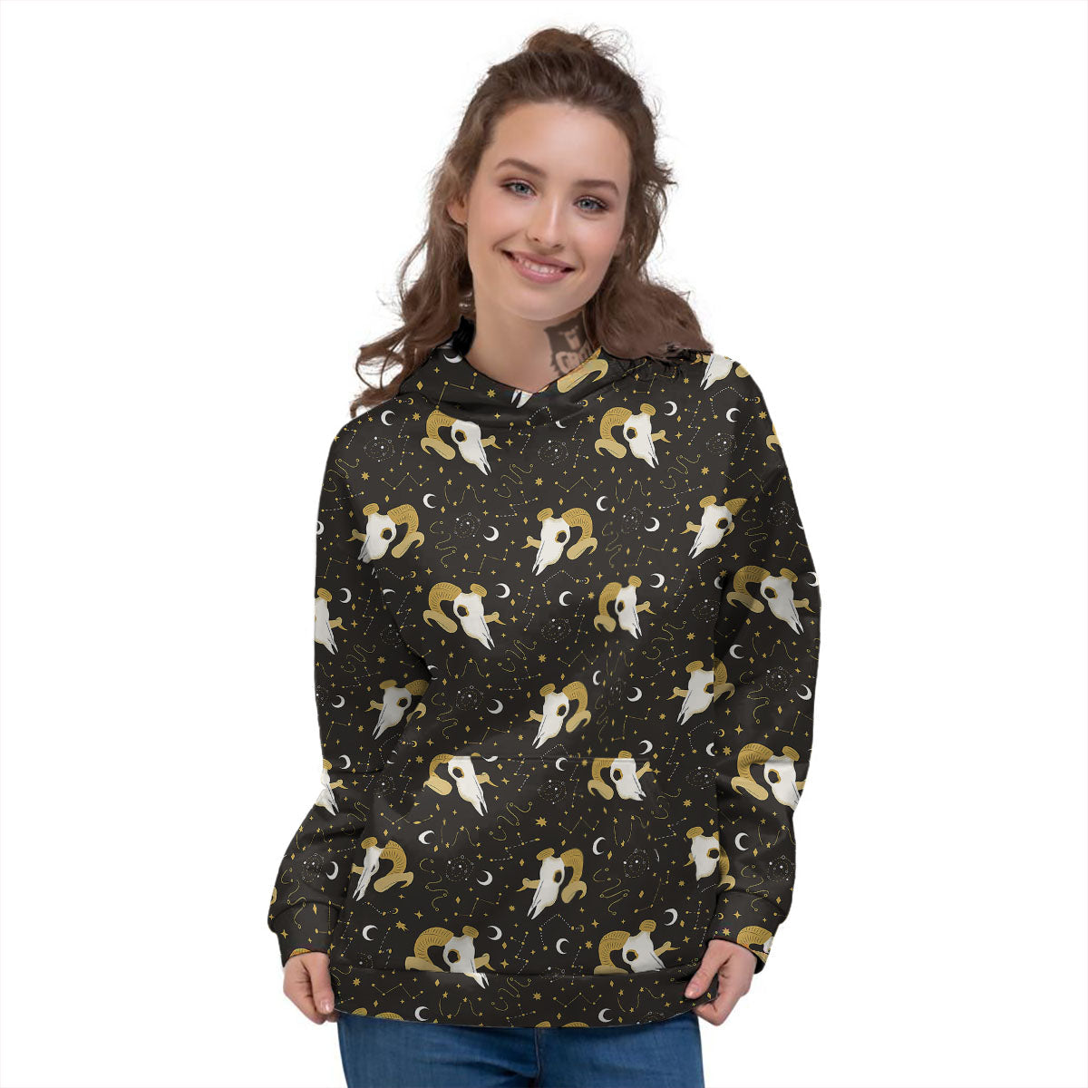 Constellation Aries Print Women's Hoodie-grizzshop