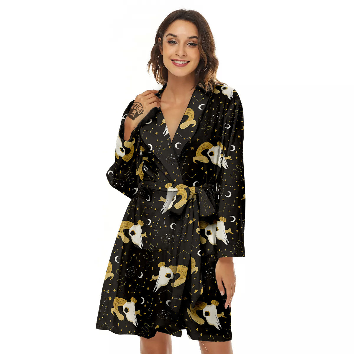 Constellation Aries Print Women's Robe-grizzshop