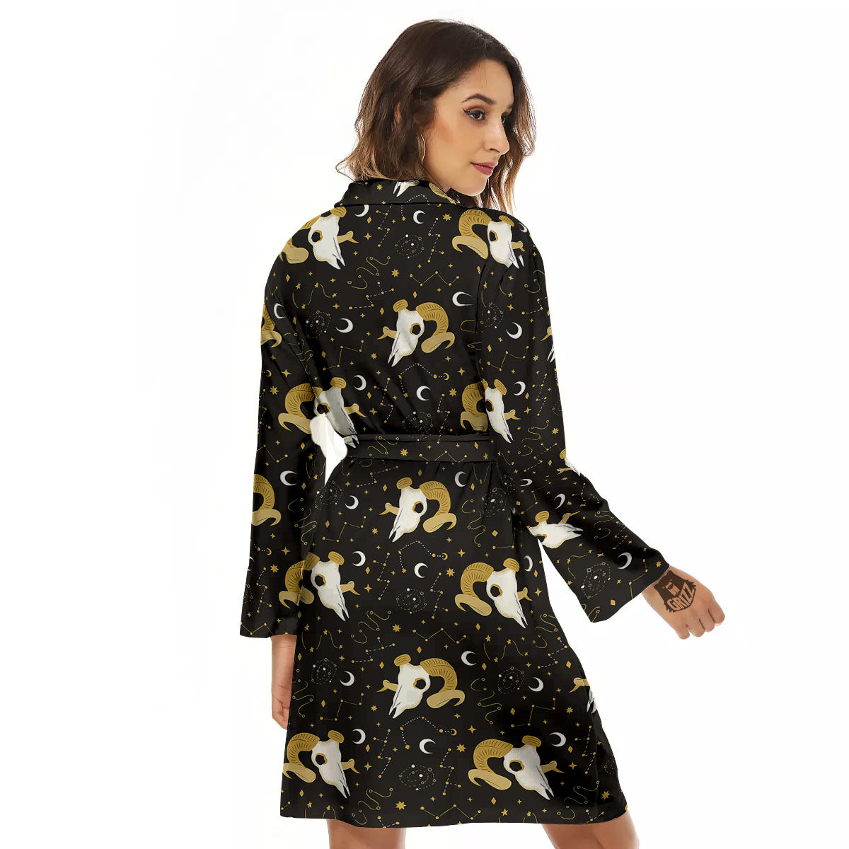 Constellation Aries Print Women's Robe-grizzshop