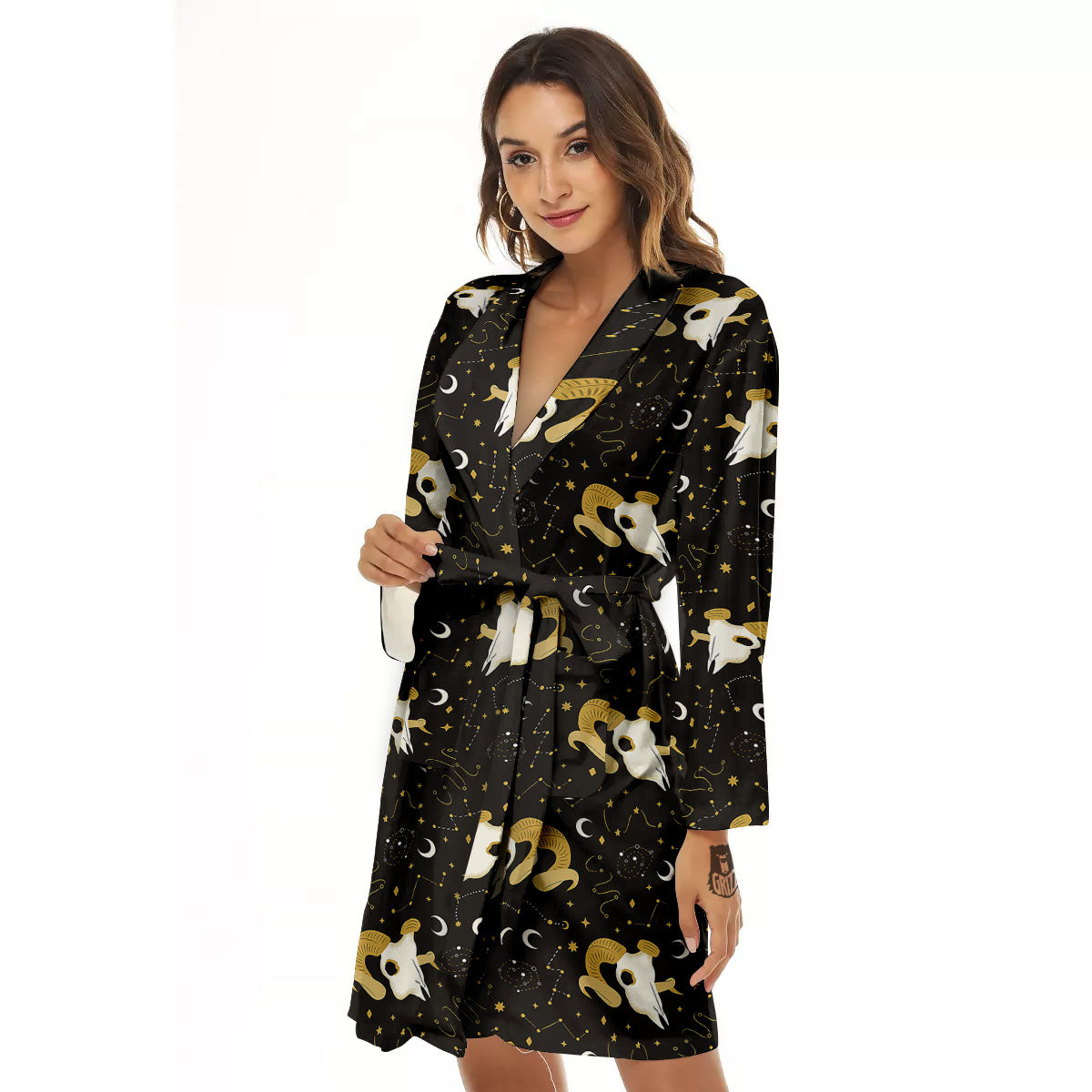 Constellation Aries Print Women's Robe-grizzshop