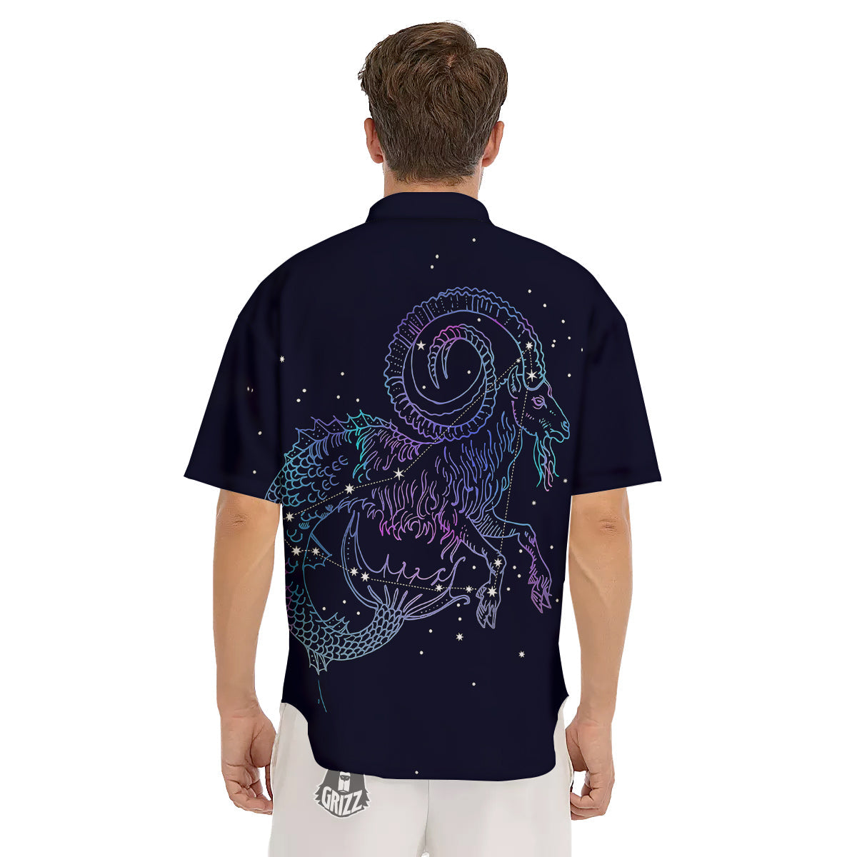 Constellation Capricorn Print Men's Short Sleeve Shirts-grizzshop