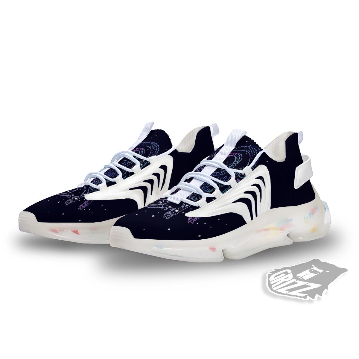 Constellation Capricorn Print White Gym Shoes-grizzshop