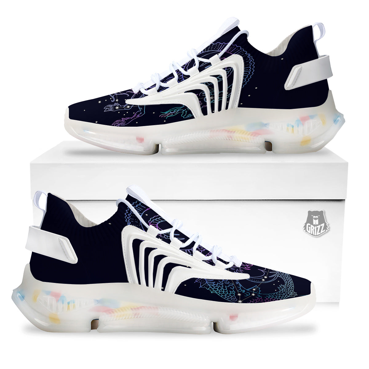 Constellation Capricorn Print White Gym Shoes-grizzshop