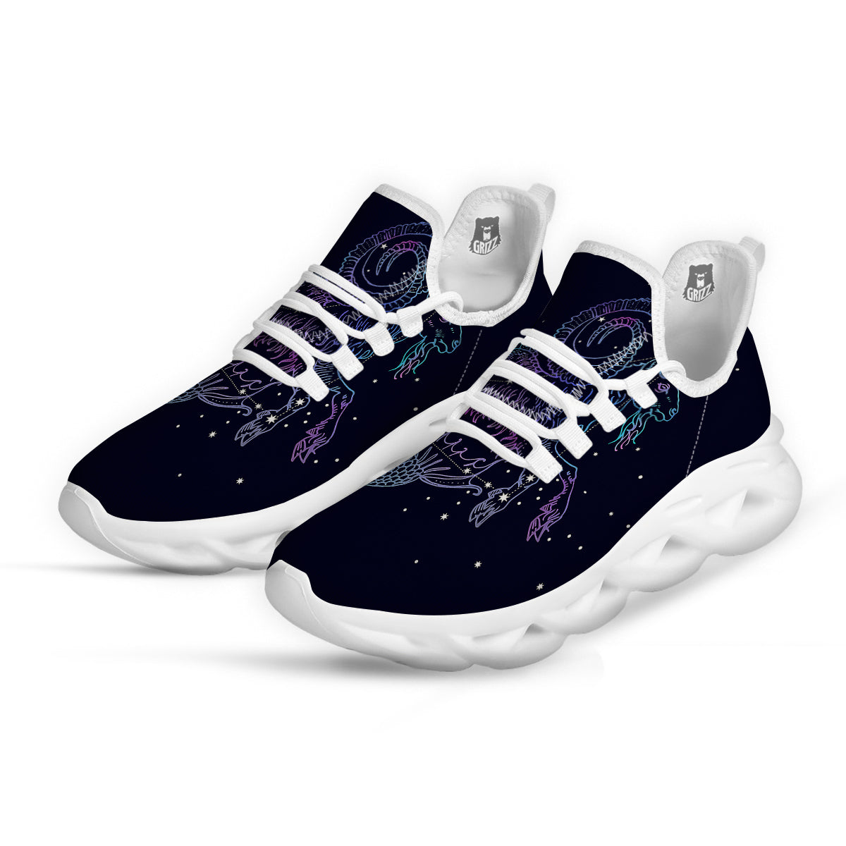 Constellation Capricorn Print White Running Shoes-grizzshop
