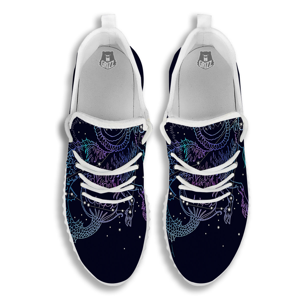 Constellation Capricorn Print White Walking Shoes-grizzshop