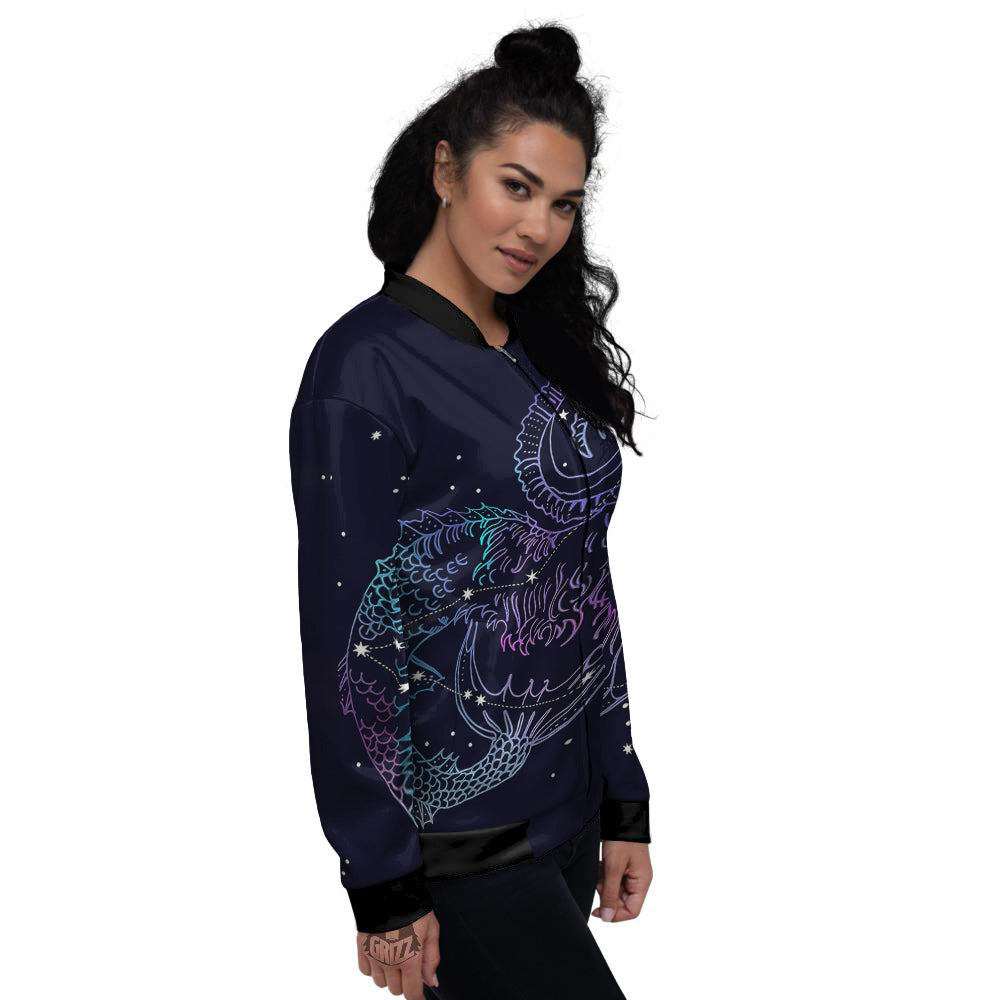 Constellation Capricorn Print Women's Bomber Jacket-grizzshop