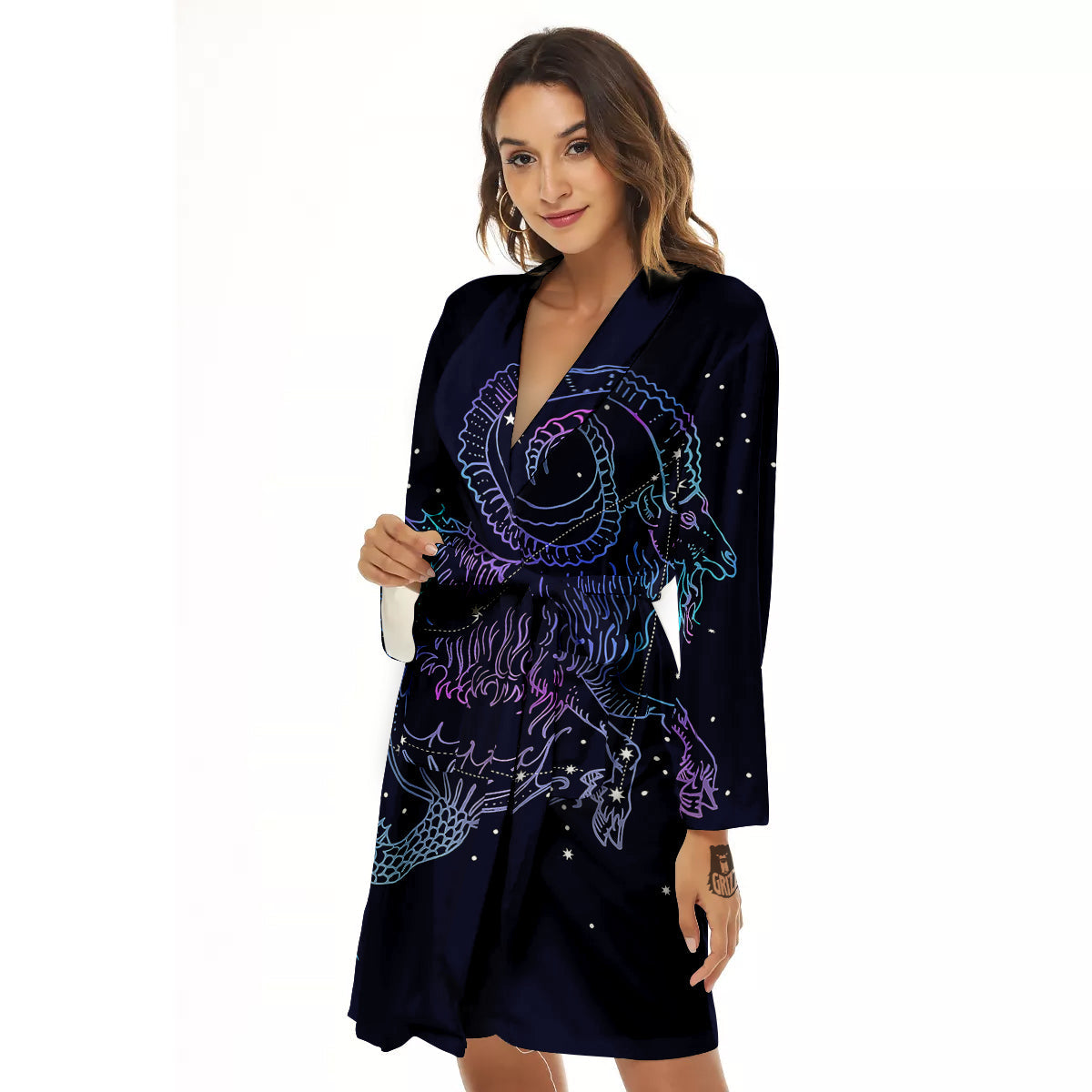 Constellation Capricorn Print Women's Robe-grizzshop