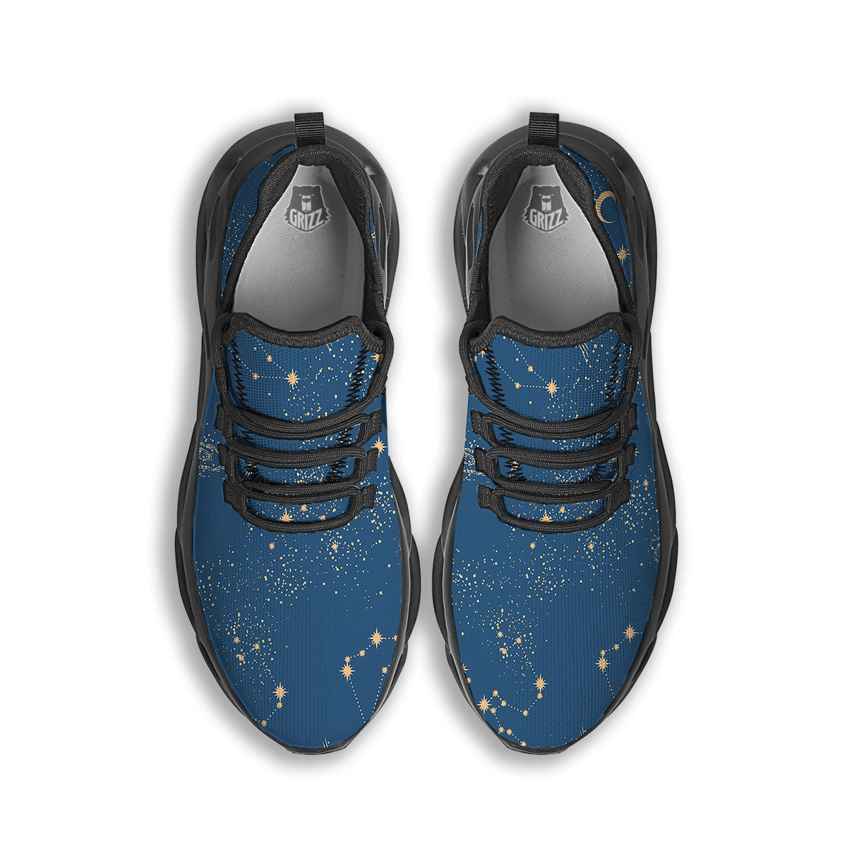 Constellation Cosmic Print Pattern Black Running Shoes-grizzshop