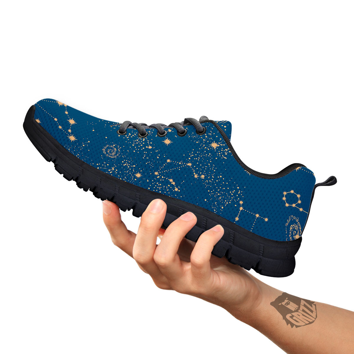 Constellation Cosmic Print Pattern Black Sneaker-grizzshop