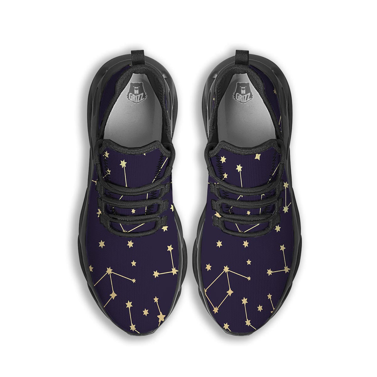 Constellation Galaxy Space Black Running Shoes-grizzshop