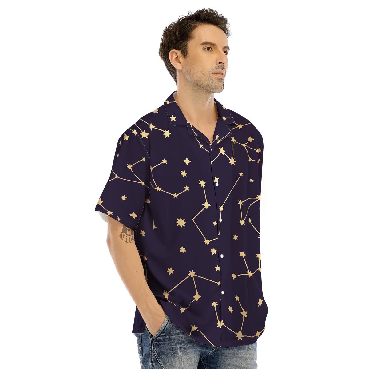 Constellation Galaxy Space Men’s Hawaiian Shirt-grizzshop