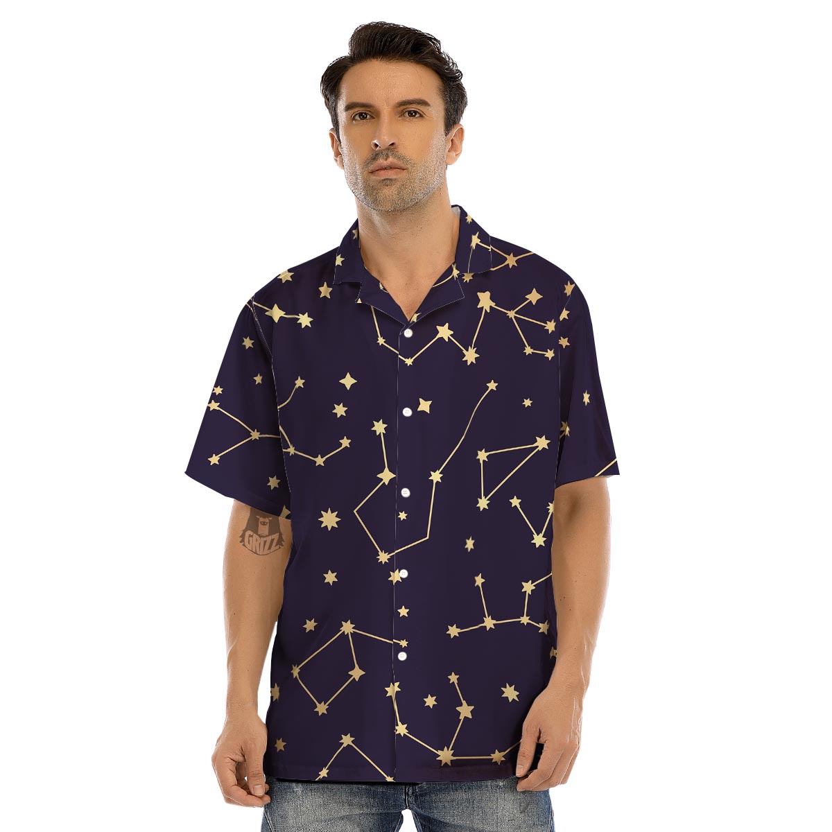 Constellation Galaxy Space Men’s Hawaiian Shirt-grizzshop