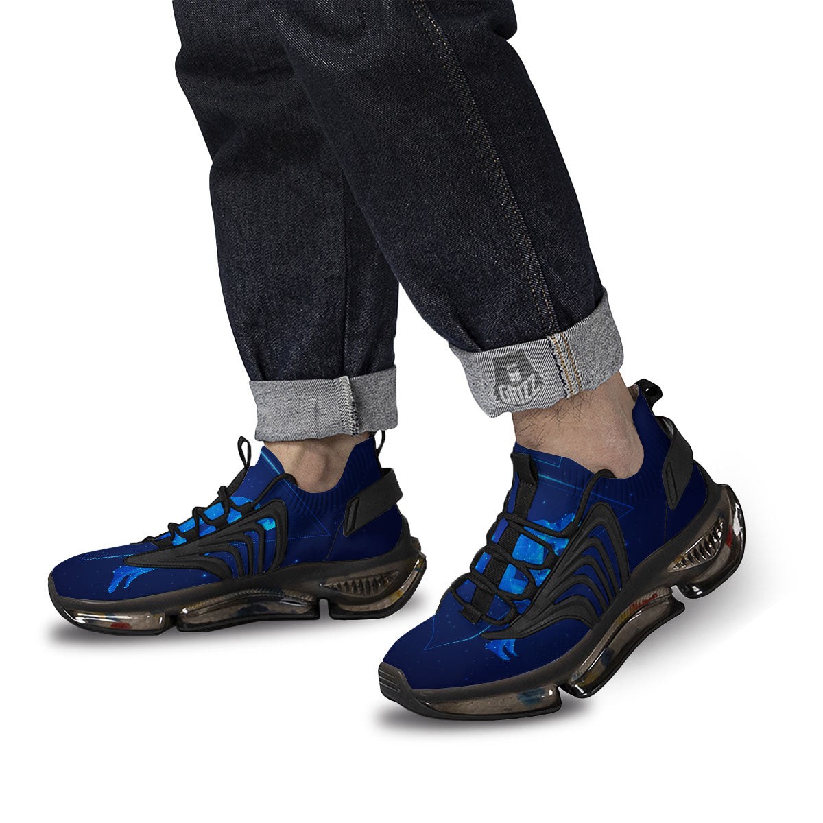 Constellation Gemini Print Black Gym Shoes-grizzshop
