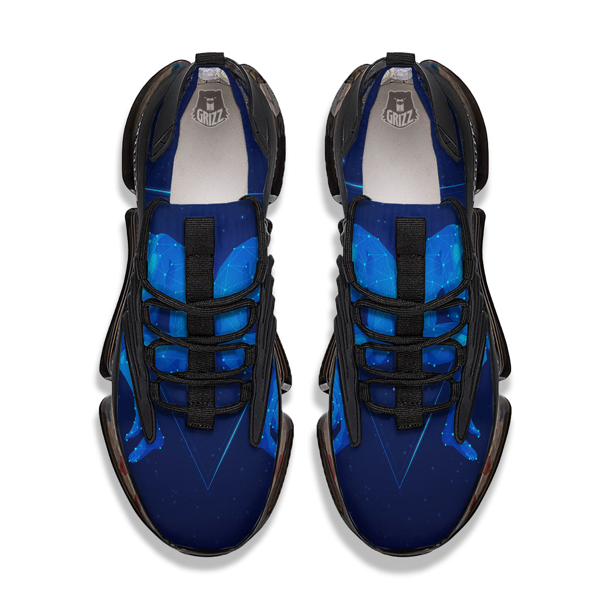 Constellation Gemini Print Black Gym Shoes-grizzshop