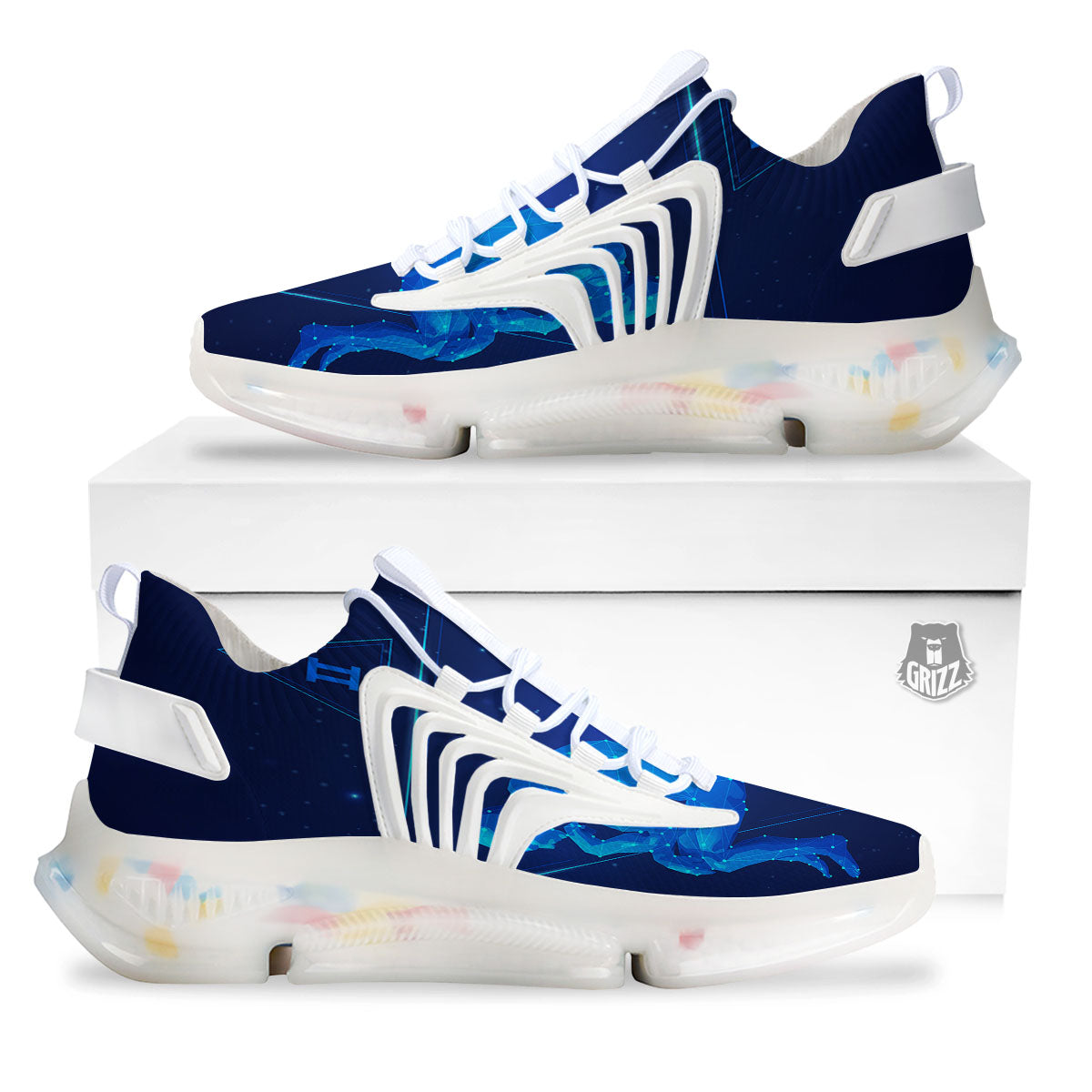 Constellation Gemini Print White Gym Shoes-grizzshop